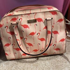 Kate Spade Cream and Pink Flamingo Satchel